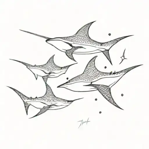 eagle rays swimming tattoo design idea