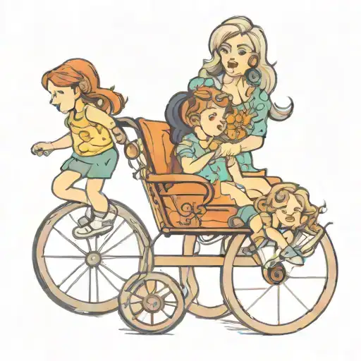  three daughters, one in a wheelchair, a large one and a small one with a compass tattoo design idea