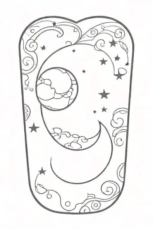  books, moon, lace patterns integrated tattoo design idea
