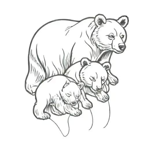 baby bear with mama bear tattoo design idea
