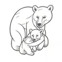baby bear with mama bear tattoo design idea