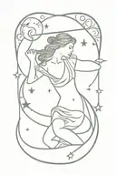 sagittarius with books, moon, lace patterns tattoo design idea