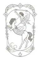 sagittarius with books, moon, lace patterns tattoo design idea
