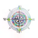 A realistic compass surrounded by colorful tropical flowers tattoo design idea