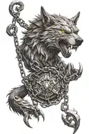 The wolf fenrir chained up tattoo design idea