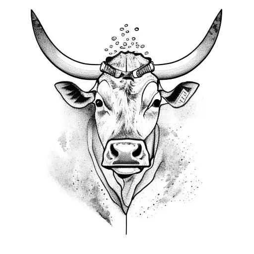 a cow that scuba dives tattoo design idea