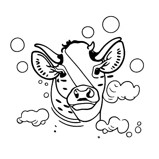 a cow that scuba dives tattoo design idea