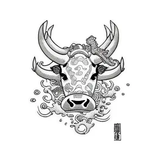 scuba diving cow tattoo design idea
