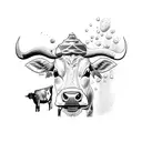 a cow that scuba dives tattoo design idea