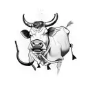 a cow that scuba dives tattoo design idea