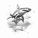 A robotic shark with various futuristic gadgets, representing the intersection of future and hobby tattoo design idea