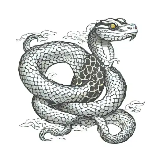 snake in a chinese town tattoo design idea