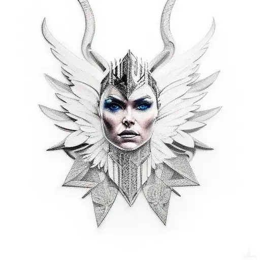 negative space valkyrie  tattoo design idea