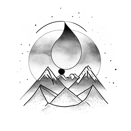 mountain outline with crescent moon with the word wander in script  tattoo design idea