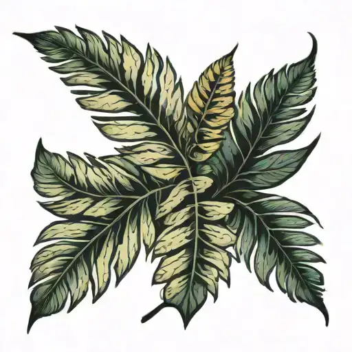 gum leaf silver fern tattoo design idea