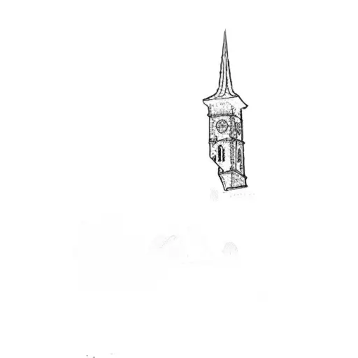 a church tower tattoo design idea