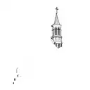 a church tower tattoo design idea