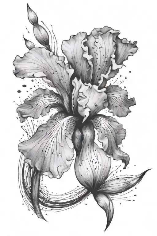 iris water dots bass fish tattoo design idea