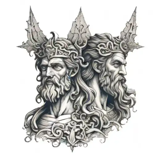 zeus y poseidon tattoo design idea
