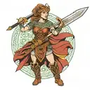 female Celtic warrior wielding a sword tattoo design idea