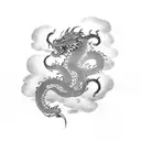 A sleeve with a samurai and clouds and lighting with a dragon and letters spelling last name "Pham".  tattoo design idea