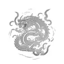 A sleeve with a samurai and clouds and lighting with a dragon and letters spelling last name "Pham".  tattoo design idea