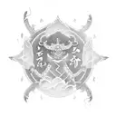 A sleeve with a samurai and clouds and lighting with a dragon and letters spelling last name "Pham".  tattoo design idea