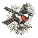 australian flying magpie red eyes looking tattoo design idea