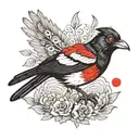 australian flying magpie red eyes looking tattoo design idea