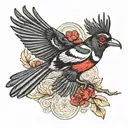 australian flying magpie red eyes looking tattoo design idea