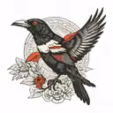 australian flying magpie red eyes looking tattoo design idea