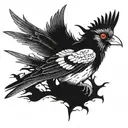 australian flying magpie red eyes looking tattoo design idea