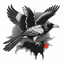 australian flying magpie red eyes looking tattoo design idea