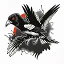 australian flying magpie red eyes looking tattoo design idea