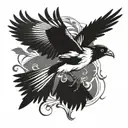 australian flying magpie red eyes looking tattoo design idea