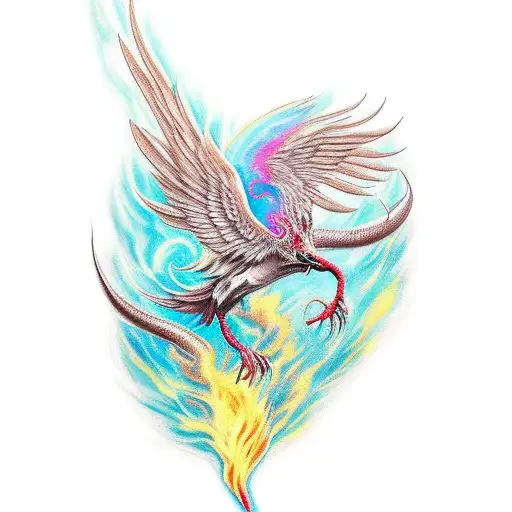 Phoenix rising from the ashes tattoo design idea