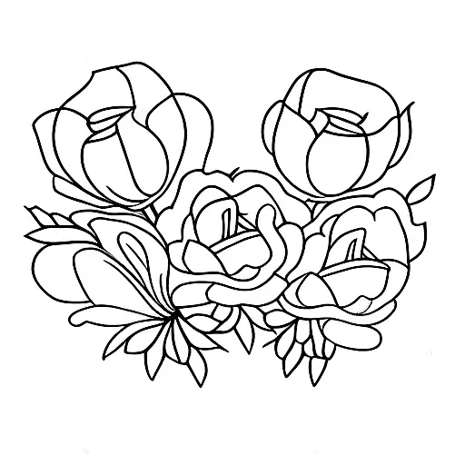 simple bouquet of 3 flowers- may,March, and July birth flowers together  tattoo design idea
