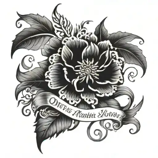 inscription "Only mother is worthy of love" tattoo design idea