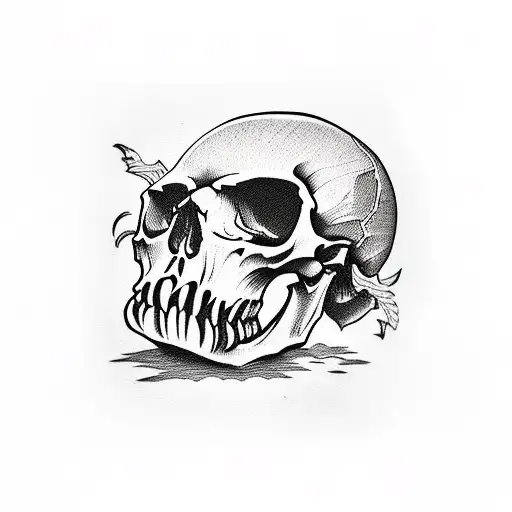 skull eating a cop car tattoo design idea