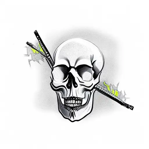 a skull with a cop car in it's mouth tattoo design idea
