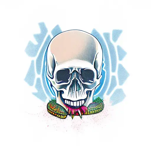 skull eating a cop car tattoo design idea