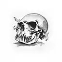skull eating a cop car tattoo design idea