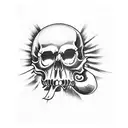 skull eating a cop car tattoo design idea