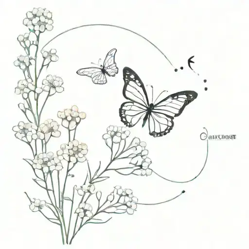  baby's breath with butterfly's and G>^and lows  tattoo design idea