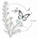 baby's breath with butterfly's and G>^and lows  tattoo design idea