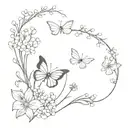  baby's breath with butterfly's and G>^and lows  tattoo design idea