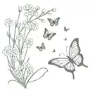  baby's breath with butterfly's and G>^and lows  tattoo design idea