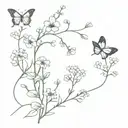  baby's breath with butterfly's and G>^and lows  tattoo design idea