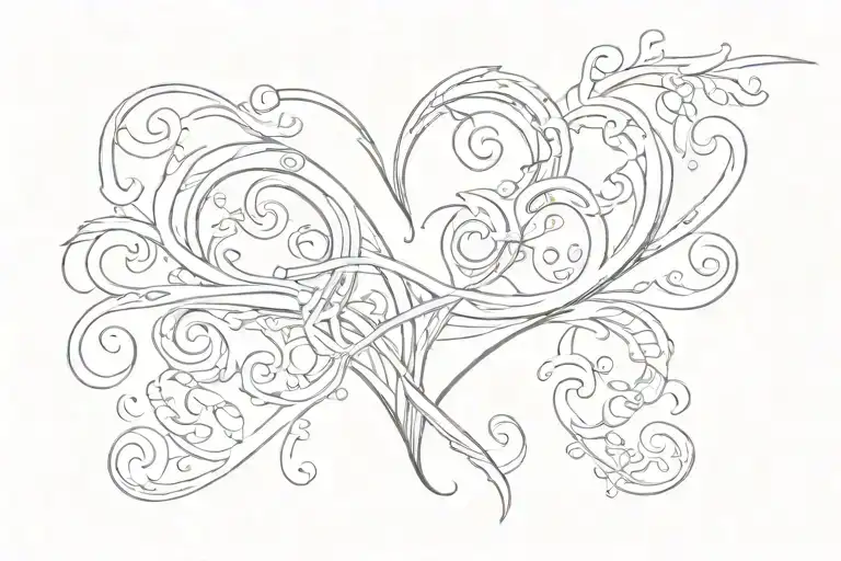 symbol of eternal love, heart, initials: J  and N, small for wrist  tattoo design idea