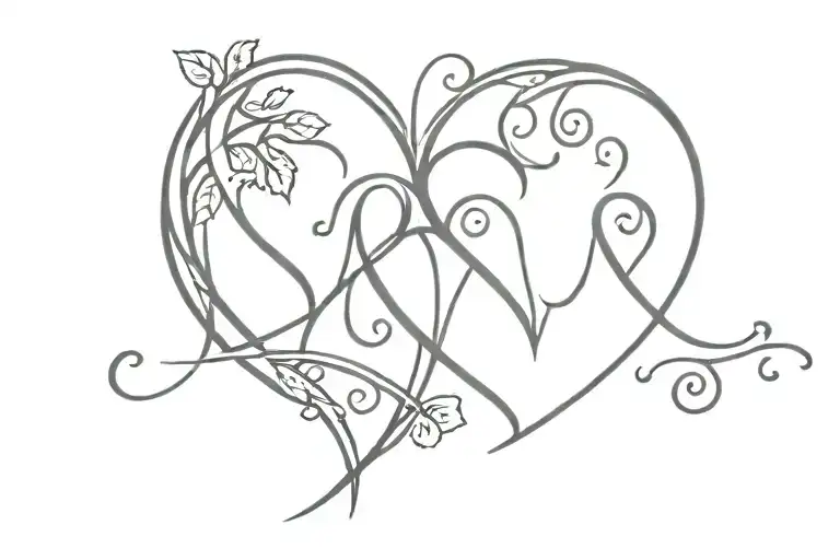 eternal love, heart, initials: J  and N tattoo design idea